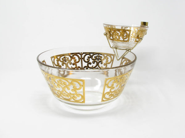 edgebrookhouse - Vintage Georges Briard Spanish Gold 2-Tier Serving Bowl with 22K Decoration
