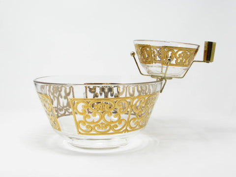 edgebrookhouse - Vintage Georges Briard Spanish Gold 2-Tier Serving Bowl with 22K Decoration