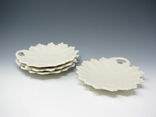edgebrookhouse - Vintage German Majolica Ceramic Leaf Shaped Plates Made in Western Germany - 4 Pieces