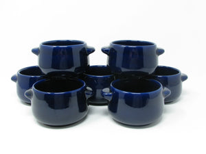 edgebrookhouse - Vintage Gerz West Germany Pottery Blue Flat Cream Soup Cups - Set of 7