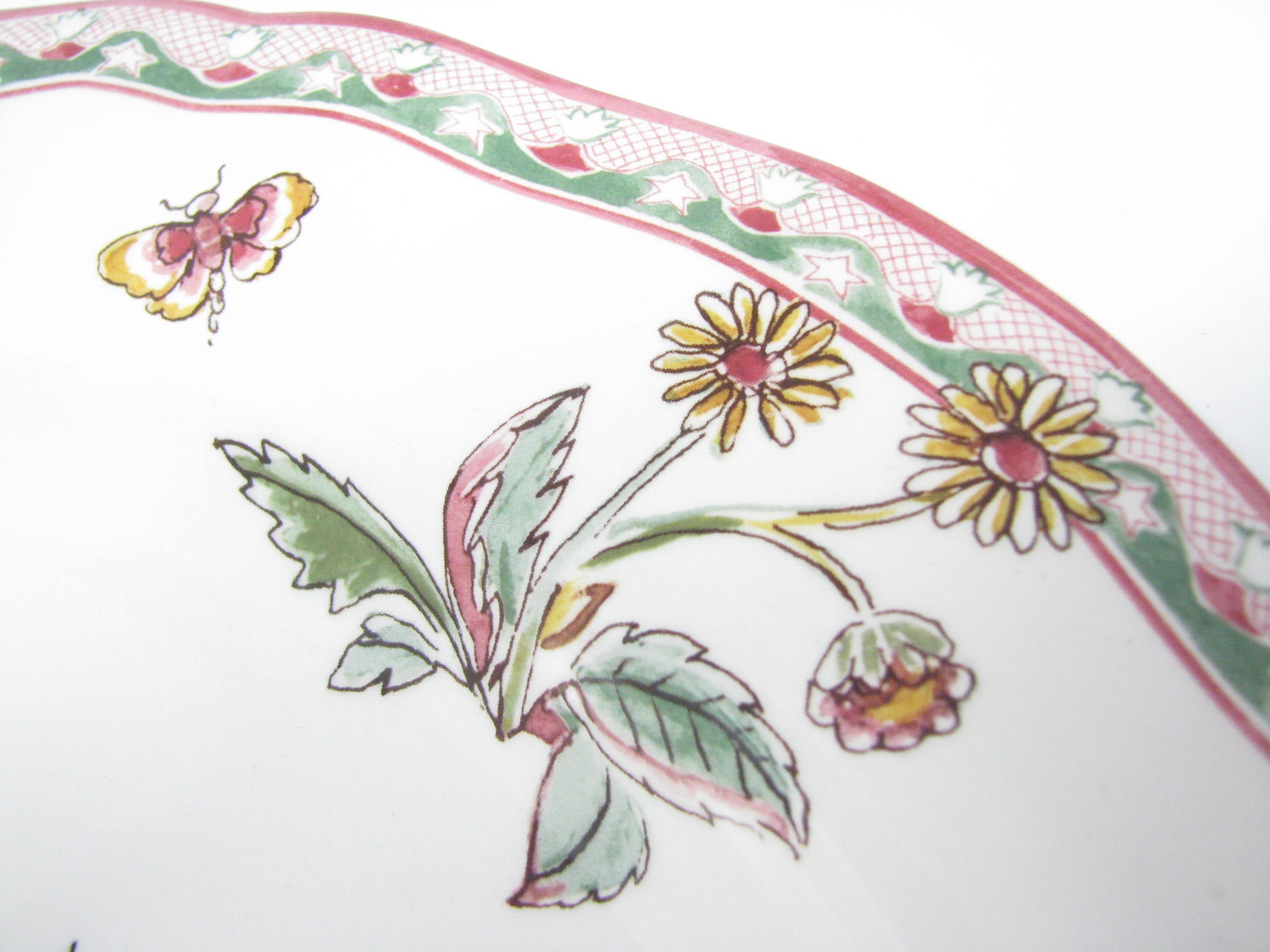 Vintage Gien France Jardin Imaginaire Ceramic Round Platter / Chop