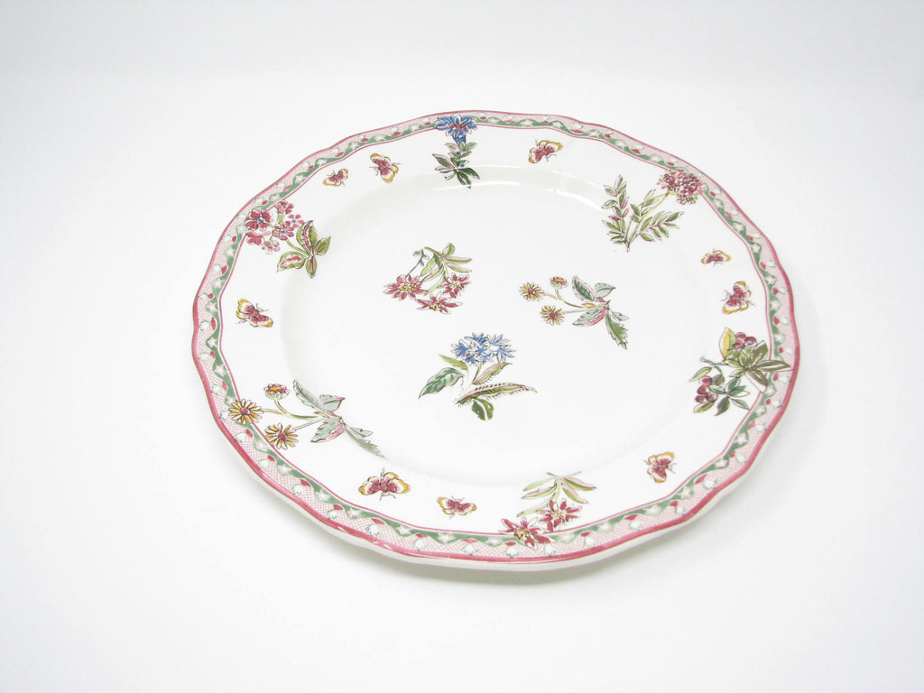 Vintage Gien France Jardin Imaginaire Ceramic Round Platter / Chop