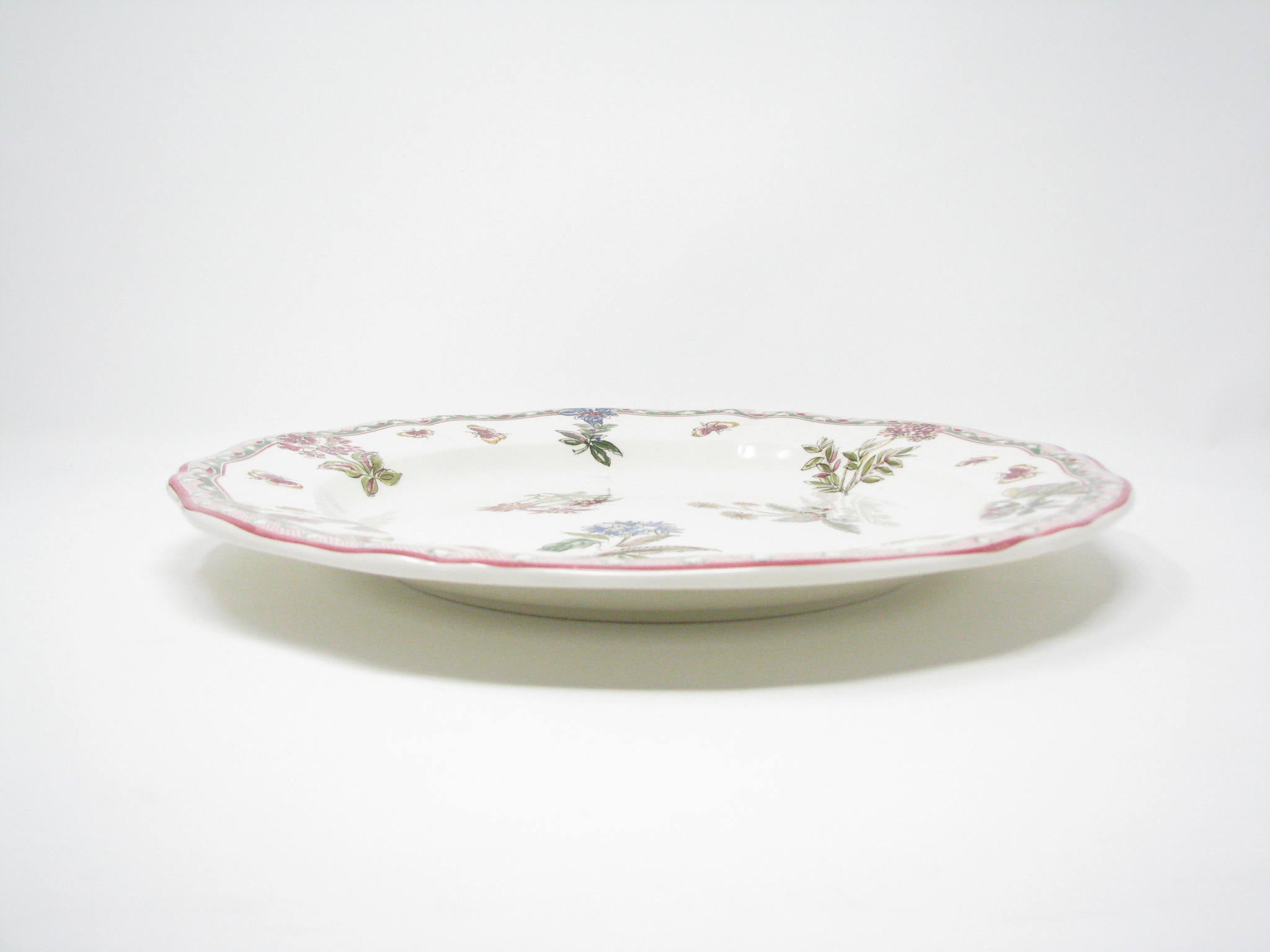 Vintage Gien France Jardin Imaginaire Ceramic Round Platter / Chop