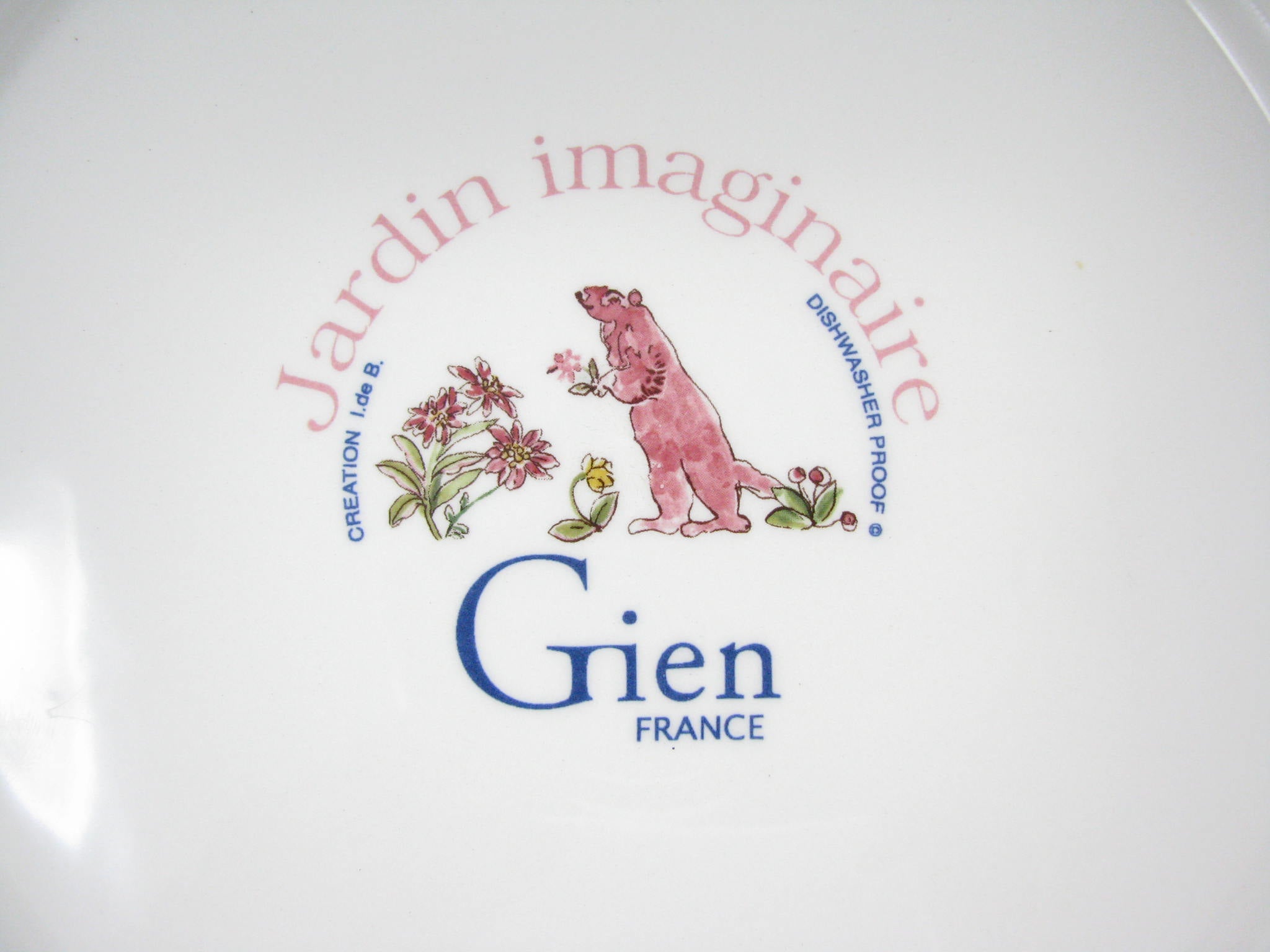 Vintage Gien France Jardin Imaginaire Ceramic Round Platter / Chop