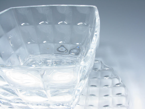 edgebrookhouse - Vintage Glass Serving Cake Platter and Square Pedestal Trifle Bowl in Quilted Optic Pattern - 2 Pieces