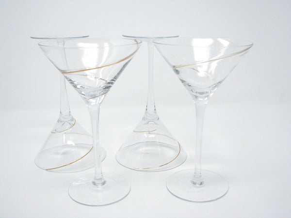 edgebrookhouse - Vintage Gold Swirl Martini Glasses - Set of 4