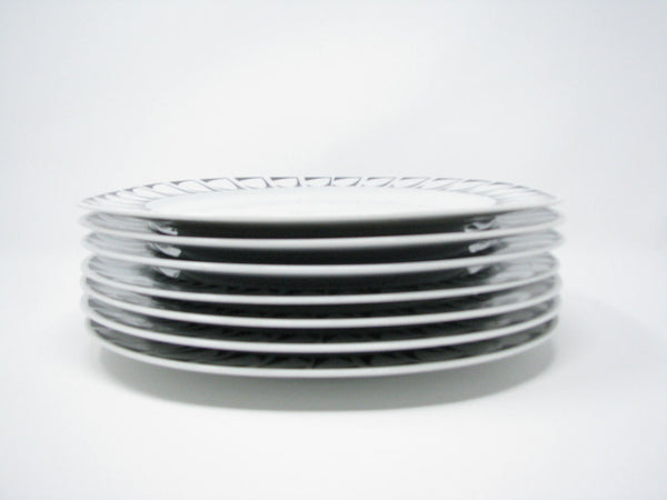 edgebrookhouse - Vintage Graphic Studio Dinner Plates with Black White Design - Set of 7
