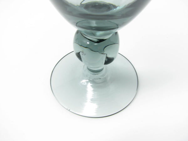 edgebrookhouse - Vintage Gray Glass Iced Tea or Water Goblets with Pinched Ball Stem - 6 Pieces