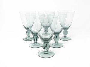 edgebrookhouse - Vintage Gray Glass Iced Tea or Water Goblets with Pinched Ball Stem - 6 Pieces