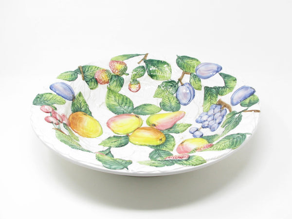 edgebrookhouse - Vintage Gumps Italian Ceramic Decorative Bowl with Hand-Painted and Embossed Fruit