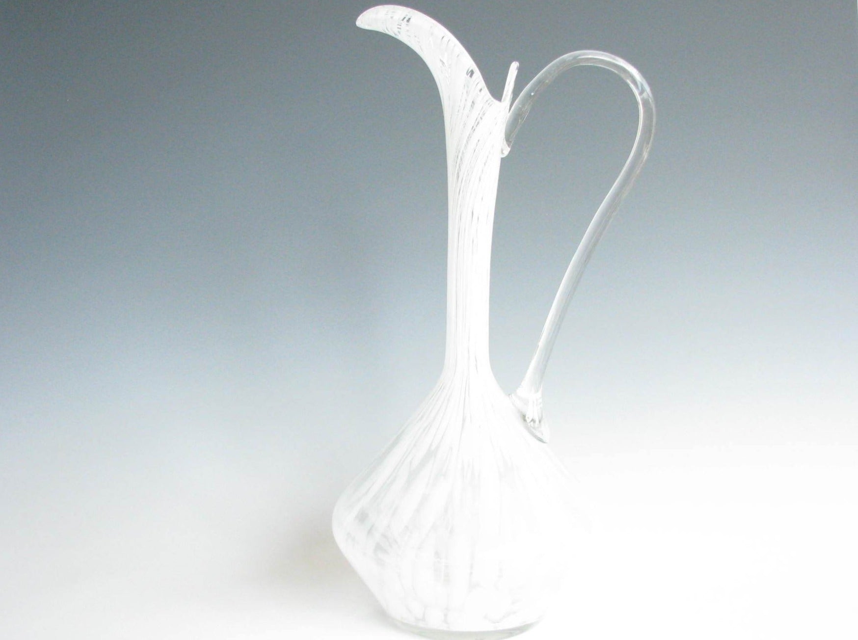 edgebrookhouse - Vintage Hand-Blown Glass Mottled White Ewer or Pitcher