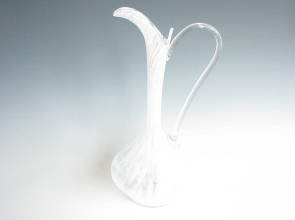 edgebrookhouse - Vintage Hand-Blown Glass Mottled White Ewer or Pitcher