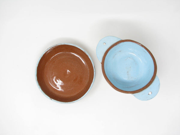 edgebrookhouse - Vintage Hand-Crafted Clay Pottery Footed Decorative Bowl or Planter with Saucer - 2 Pieces