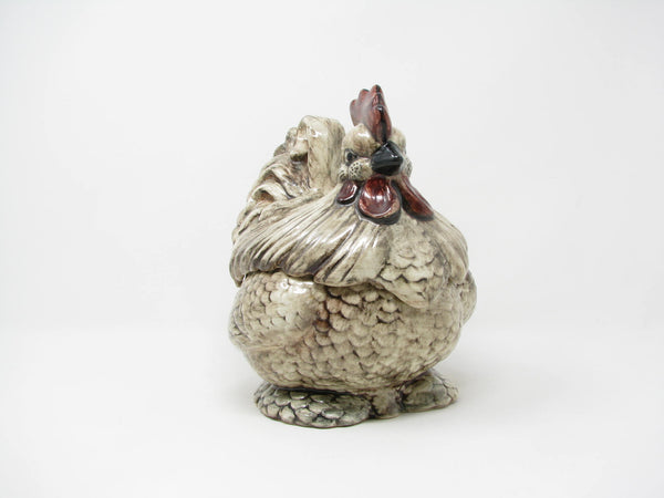 edgebrookhouse - Vintage Hand-Painted Ceramic Chicken Shaped Box or Canister Signed