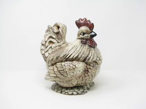 edgebrookhouse - Vintage Hand-Painted Ceramic Chicken Shaped Box or Canister Signed