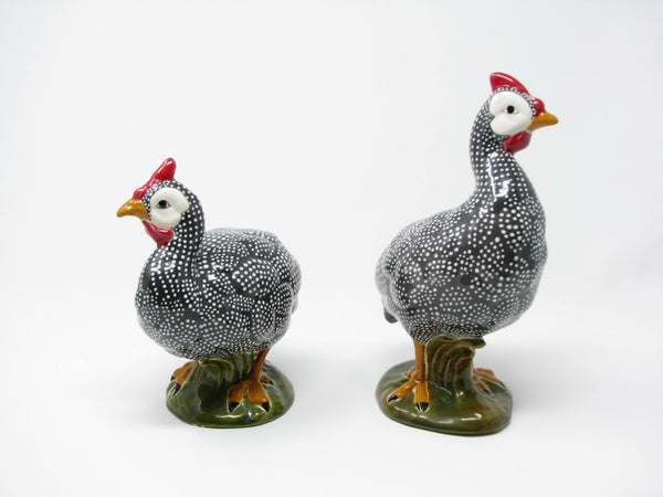 edgebrookhouse - Vintage Hand-Painted Ceramic Guinea Fowl Hens - 2 Pieces