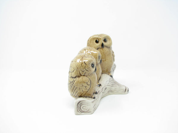 edgebrookhouse - Vintage Hand-Painted Ceramic Owls Owlets on Tree Branch