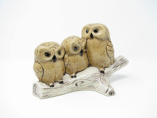 edgebrookhouse - Vintage Hand-Painted Ceramic Owls Owlets on Tree Branch