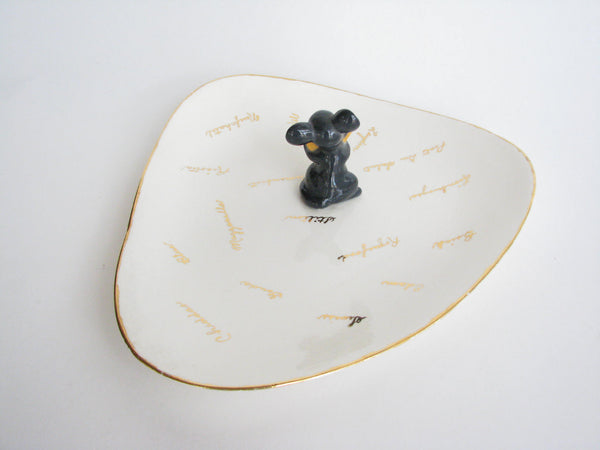edgebrookhouse - Vintage Hand-Painted Ceramic Platter with Mouse and Cheese