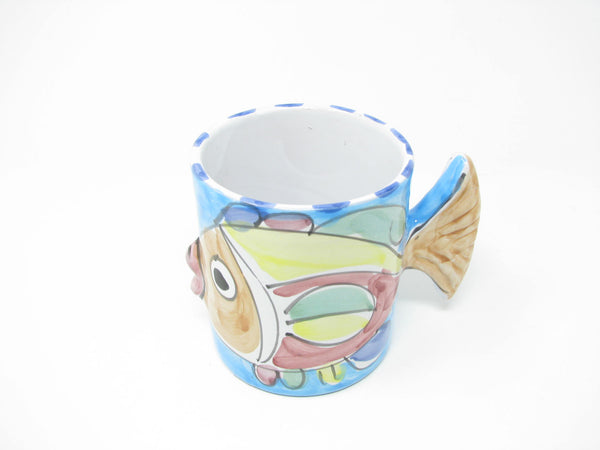 edgebrookhouse - Vintage Hand-Painted Italian Ceramic Kissing Fish Mug Made in Italy