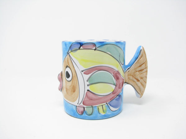 edgebrookhouse - Vintage Hand-Painted Italian Ceramic Kissing Fish Mug Made in Italy
