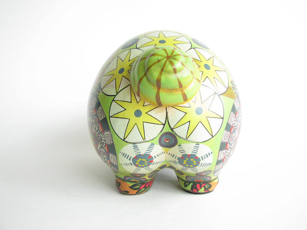 edgebrookhouse - Vintage Hand-Painted Pottery Piggy Bank with Colorful Boho Design