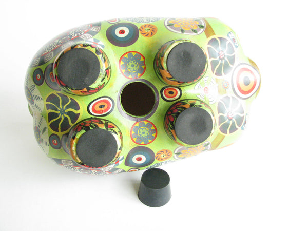 edgebrookhouse - Vintage Hand-Painted Pottery Piggy Bank with Colorful Boho Design