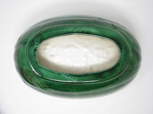 edgebrookhouse - Vintage Hand-Painted Watermelon Shaped Ceramic Lidded Serving Bowl