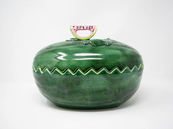 edgebrookhouse - Vintage Hand-Painted Watermelon Shaped Ceramic Lidded Serving Bowl