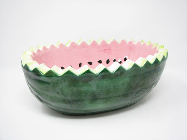 edgebrookhouse - Vintage Hand-Painted Watermelon Shaped Ceramic Lidded Serving Bowl