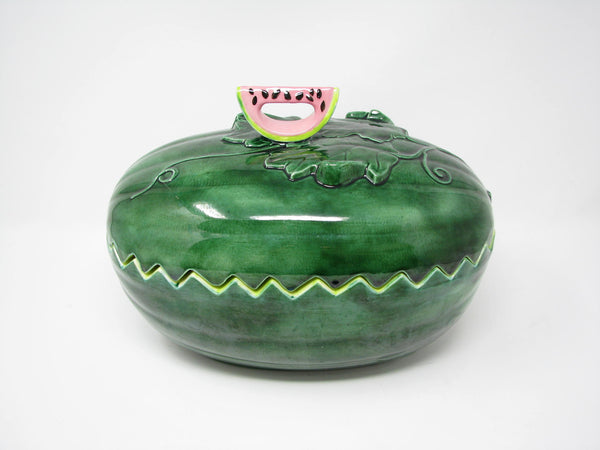 edgebrookhouse - Vintage Hand-Painted Watermelon Shaped Ceramic Lidded Serving Bowl