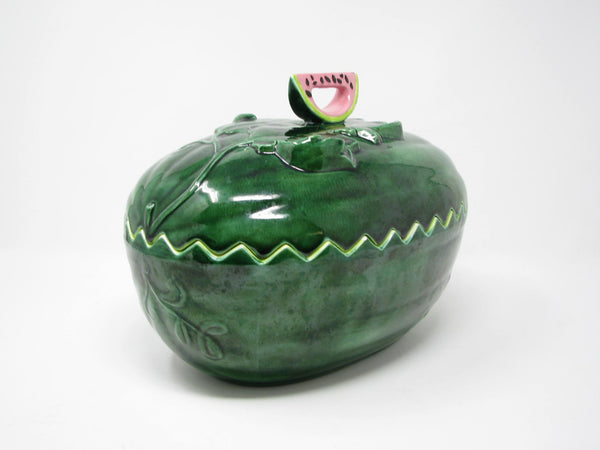 edgebrookhouse - Vintage Hand-Painted Watermelon Shaped Ceramic Lidded Serving Bowl
