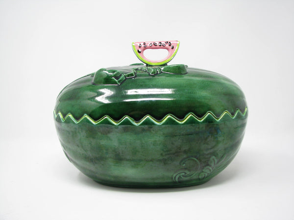 edgebrookhouse - Vintage Hand-Painted Watermelon Shaped Ceramic Lidded Serving Bowl
