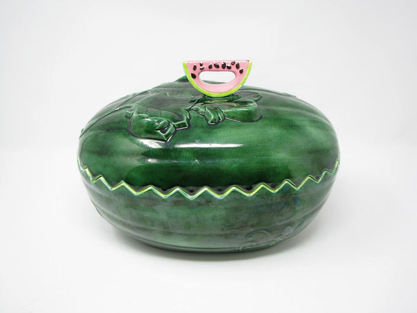 edgebrookhouse - Vintage Hand-Painted Watermelon Shaped Ceramic Lidded Serving Bowl