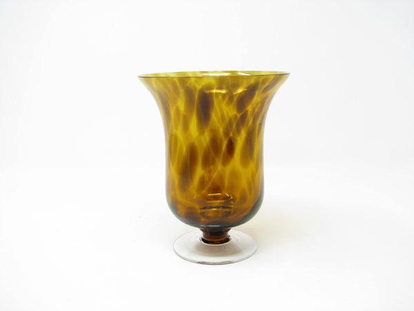 edgebrookhouse - Vintage Hand Blown Footed Tortoiseshell Glass Vase