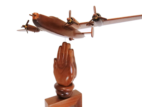 edgebrookhouse - Vintage Hand Carved Solid Mahogany Aviation Theme Abstract Floor Sculpture - Signed & Dated 1996