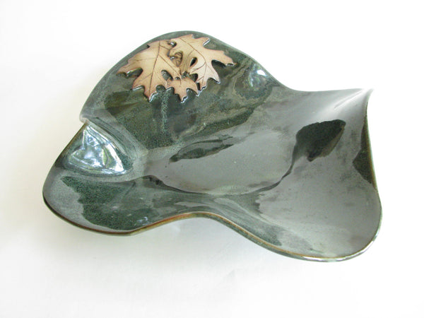 edgebrookhouse - Vintage Hand Crafted Pottery Large Centerpiece Bowl with Leaf Design