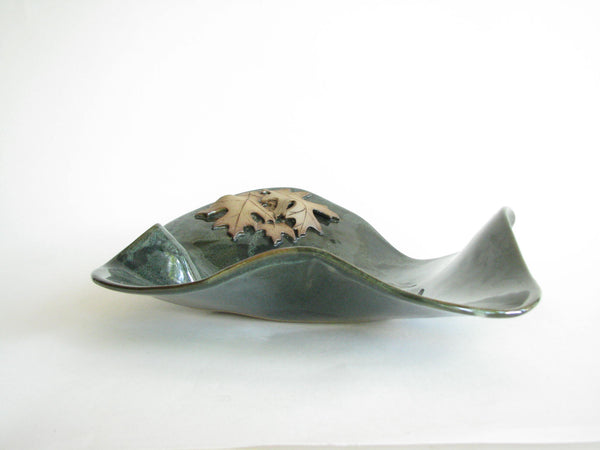 edgebrookhouse - Vintage Hand Crafted Pottery Large Centerpiece Bowl with Leaf Design