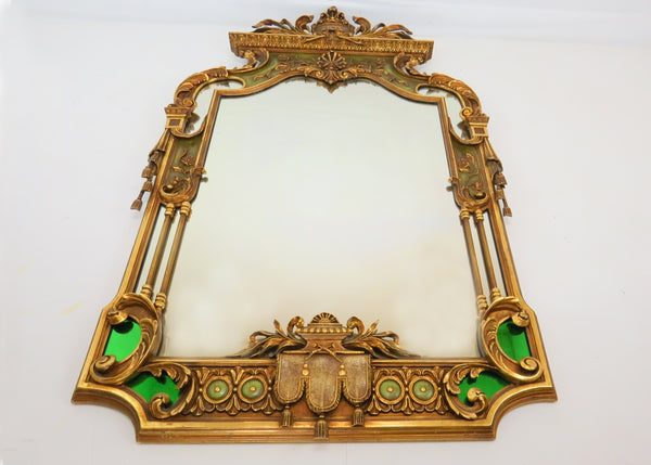 edgebrookhouse - Vintage Hand Painted Gesso on Carved Wood Italian Baroque Venetian Wall Mirror