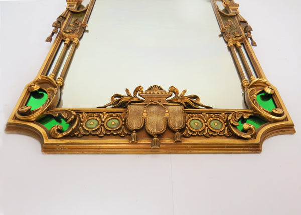 edgebrookhouse - Vintage Hand Painted Gesso on Carved Wood Italian Baroque Venetian Wall Mirror