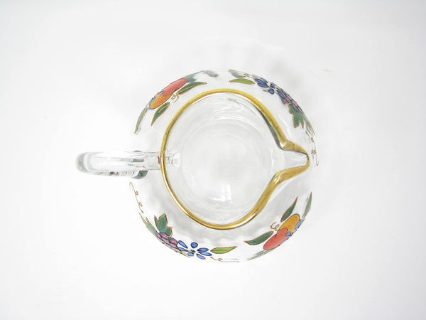 edgebrookhouse - Vintage Bohemian Hand Painted Glass Pitcher with Floral Design and Gold Details