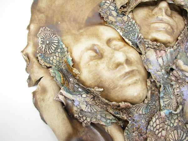 edgebrookhouse - Vintage Hand Sculpted Decorative Wall Sculpture of Faces and Mask Signed by Artist