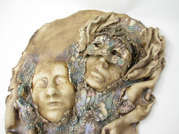 edgebrookhouse - Vintage Hand Sculpted Decorative Wall Sculpture of Faces and Mask Signed by Artist