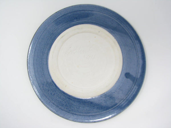 edgebrookhouse - Vintage Hand Thrown Studio Art Pottery Blue Glazed Salad Plates - 8 Pieces