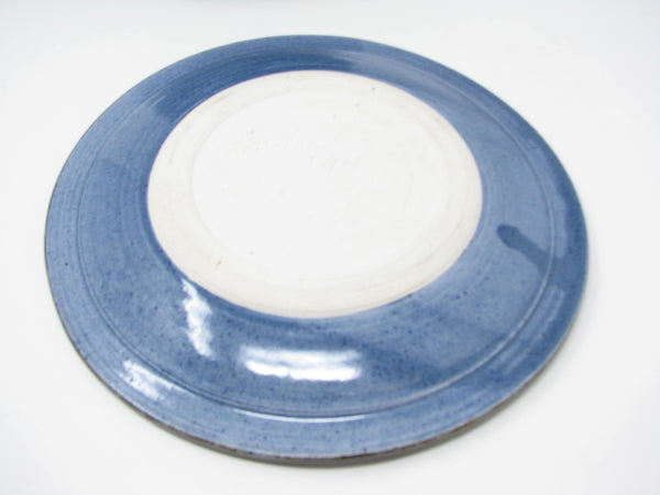 edgebrookhouse - Vintage Hand Thrown Studio Art Pottery Blue Glazed Salad Plates - 8 Pieces