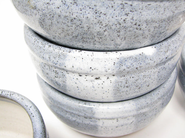 edgebrookhouse - Vintage Hand Thrown Studio Pottery Blue Glazed Bowls with Flat Bottom - 5 Pieces