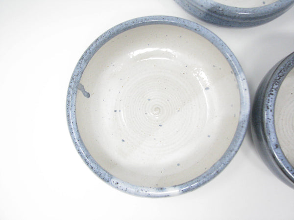edgebrookhouse - Vintage Hand Thrown Studio Pottery Blue Glazed Bowls with Flat Bottom - 5 Pieces