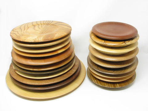 edgebrookhouse - Vintage Hand Turned American Wood Plate Collection - 20 Pieces