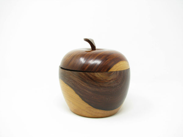 edgebrookhouse - Vintage Hand Turned Figural Black Walnut Wooden Apple Trinket Box