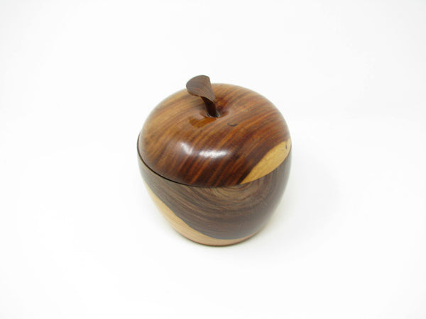 edgebrookhouse - Vintage Hand Turned Figural Black Walnut Wooden Apple Trinket Box